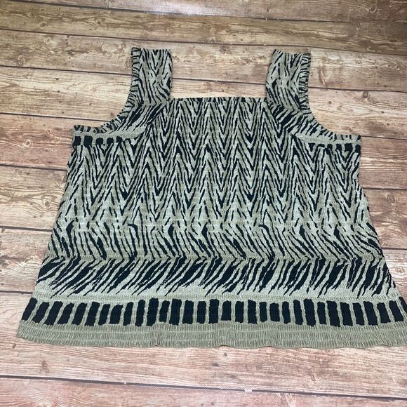 Vintage Pleat Pleat by Rafael Women's Zig Zag Print Tank Top M - Picture 1 of 6